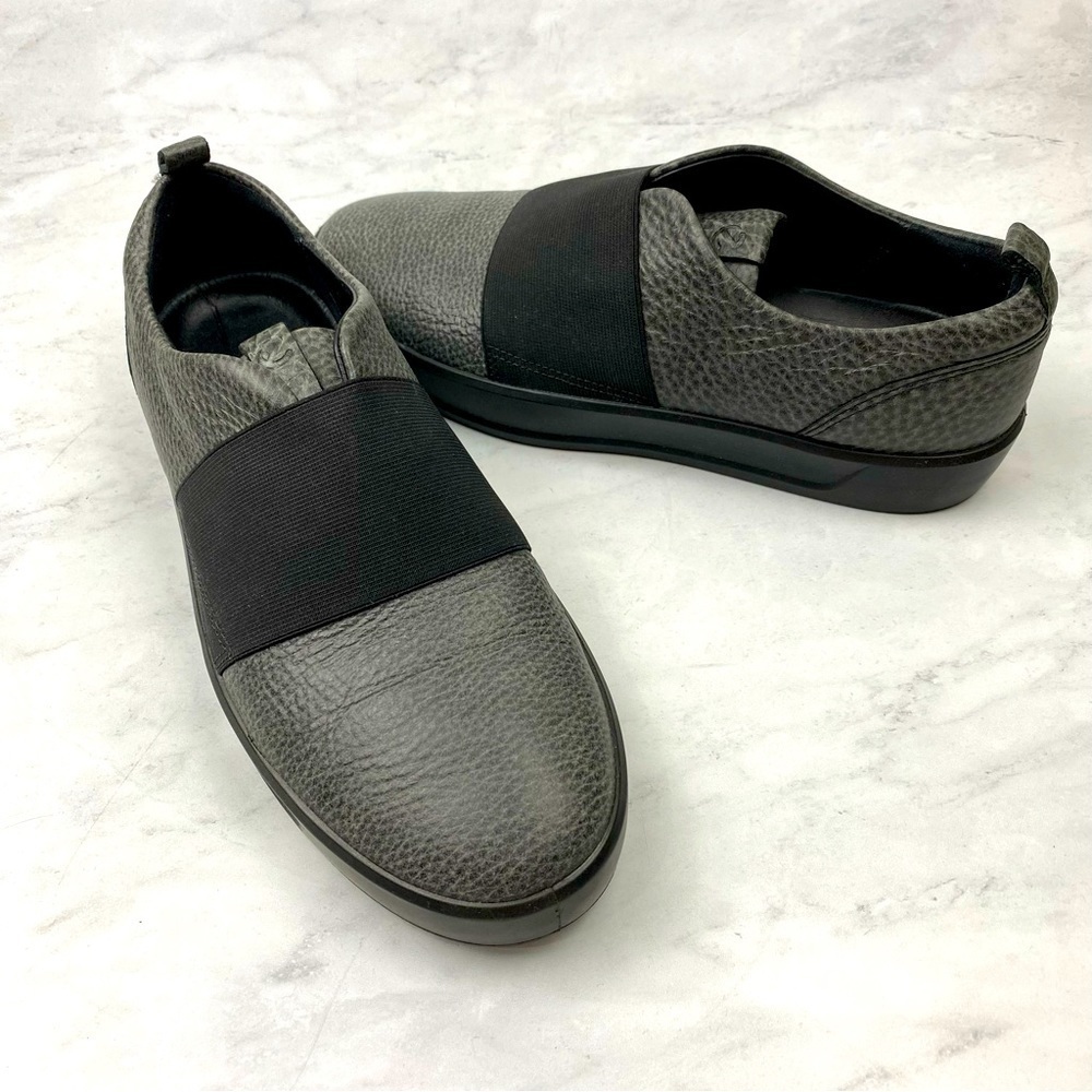 ECCO Women's Stretchy Band Slip On Platform Sneakers Shoes Gray Black Size 9
